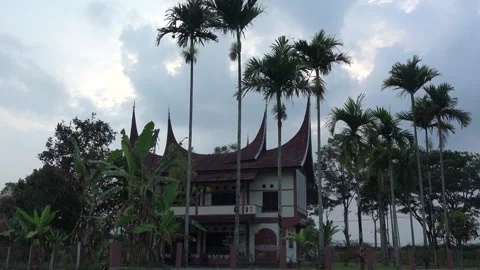 Dramatic Sunset Over Rumah Gadang Bukittinggi Stock Footage 345856963