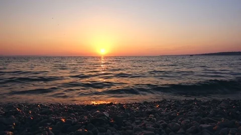 Dramatic sunset over sea Stock Footage 92189126