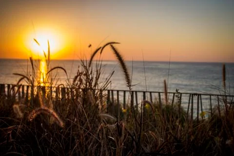 Dramatic sunset over sea Stock Photos