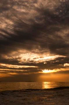 Dramatic sunset over sea Stock Photos