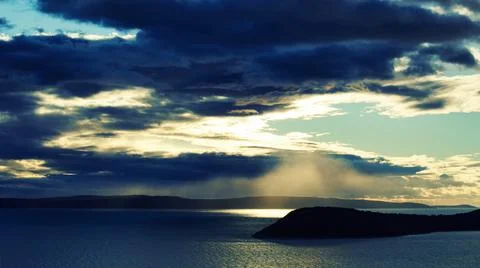 Dramatic sunset over the sea Stock Photos