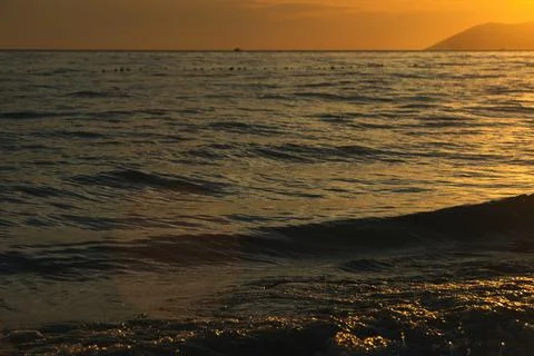 Dramatic sunset over the sea in Vlora, Albania on  August 2025 Stock Photos