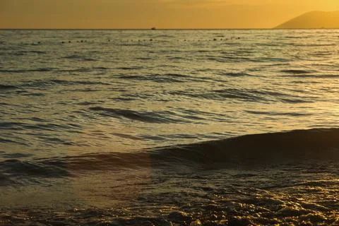 Dramatic sunset over the sea in Vlora, Albania on  August 2025 Stock Photos