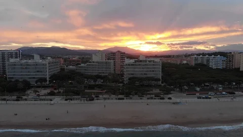 Dramatic Sunset over the Spanish Coast Stock Footage 113459634