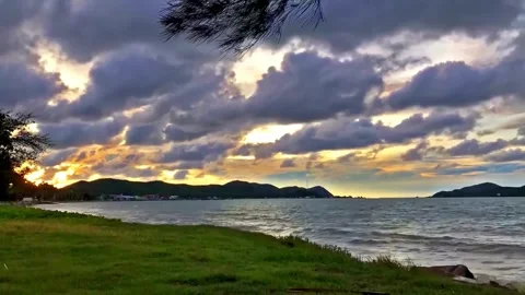 Dramatic Sunset over Tropical Coastal Landscape Video stock 310324741