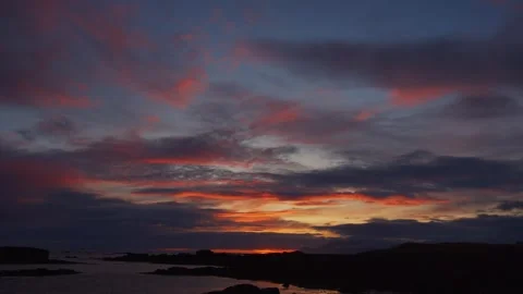 Dramatic Sunset over Vesteralen Coastline, Norway Stock Footage 327260243