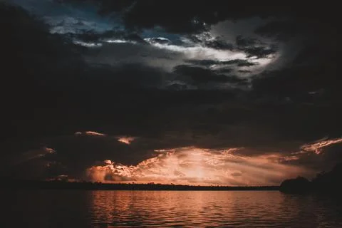 Dramatic Sunset Over Zambezi River Stock Photos