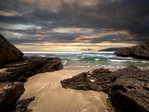Dramatic sunset at Pennington Bay beach on Kangaroo Island Stock Photos
