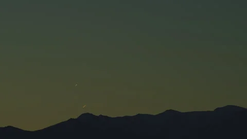 Dramatic Sunset Rays Behind Silhouette Of Mountain. Gradient Vivid Nature Stock Footage 265115649