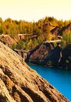 Dramatic sunset on sand river landscape background Stock Photos