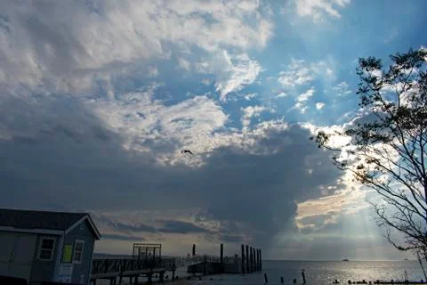 Dramatic Sunset at Sandy Hook, New Jersey -41 Stock Photos