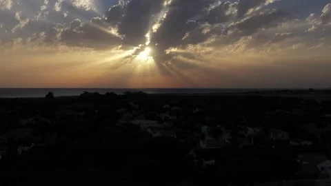 Dramatic sunset seen from an aerial drone view Stock Footage 144633405