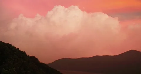 Dramatic Sunset Sky Above Tropical Volcano in Indonesia Stock Footage 329077453