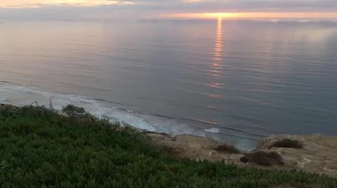 Dramatic sunset, sky and clouds. Torrey Pines, California coast, ocean sea water Foto stock