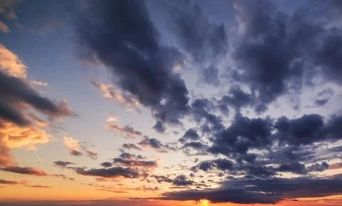 Dramatic sunset sky background. Natural landscape Stock Photos