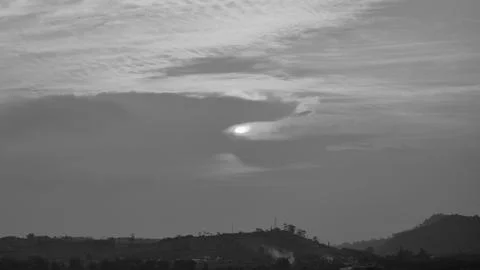A dramatic sunset sky, black and white Фото