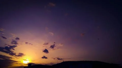 Dramatic sunset sky with clouds, Beautiful landscape during sunset Stock Photos