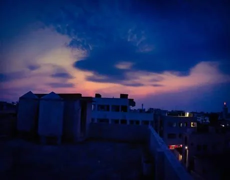 Dramatic sunset sky with clouds, Beautiful landscape during sunset Stock Photos