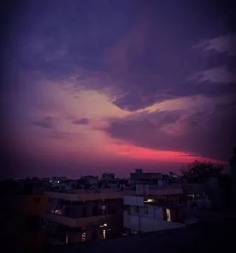 Dramatic sunset sky with clouds, Beautiful landscape during sunset Stock Photos