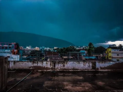 Dramatic sunset sky with clouds, Beautiful landscape during sunset Stock Photos