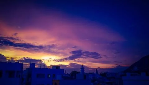Dramatic sunset sky with clouds, Beautiful landscape during sunset Stock Photos