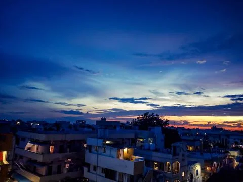 Dramatic sunset sky with clouds, Beautiful landscape during sunset Stock Photos