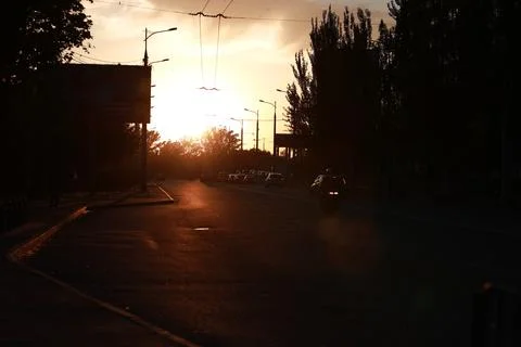 Dramatic sunset sky with clouds. Dramatic sunset over the sea Stock Photos