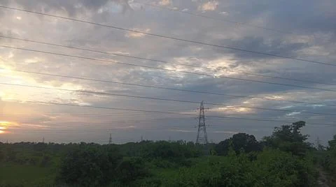 Dramatic Sunset Sky with Clouds over Horizon Landscape Fotos Stock