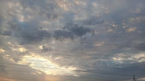 Dramatic Sunset Sky with Clouds over Horizon Landscape Fotos Stock