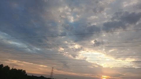 Dramatic Sunset Sky with Clouds over Horizon Landscape Fotos Stock