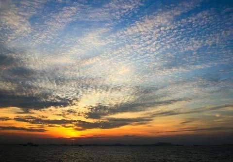 Dramatic sunset sky with clouds Stock Photos