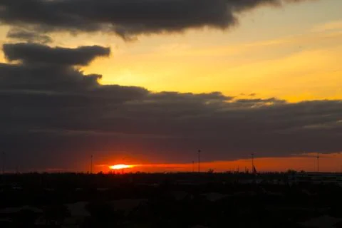 Dramatic sunset sky with clouds Stock Photos