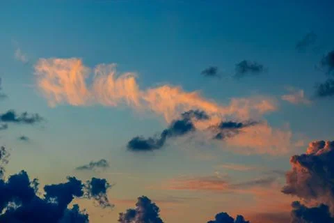 Dramatic Sunset Sky with Clouds Stock Photos