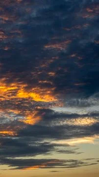 Dramatic Sunset Sky With Clouds 스톡 사진