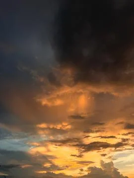 Dramatic Sunset Sky with Clouds Stock Photos