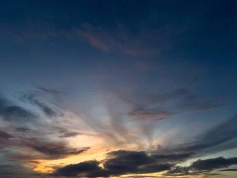Dramatic Sunset Sky With Clouds Stock Photos