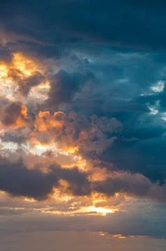 Dramatic sunset sky cloudscape nature background with copy space Stock Photos