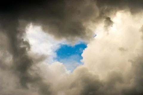 Dramatic sunset sky with colorful clouds after thunderstorm Stock Photos