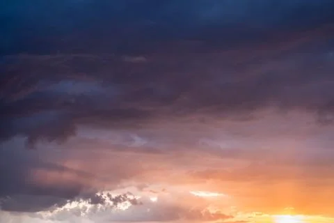 Dramatic sunset sky ,colorful clouds background Stock Photos