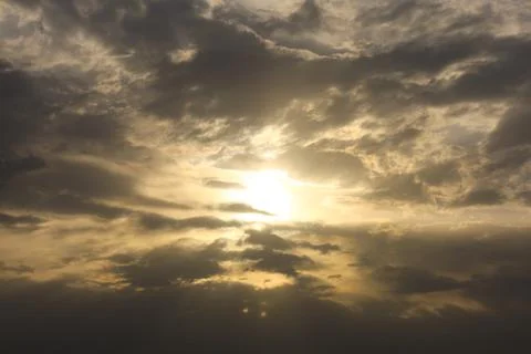 Dramatic sunset sky with colorful clouds at dusk. Nature background and tex.. Stock Photos