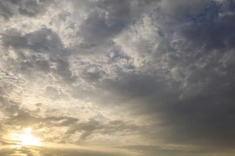 Dramatic sunset sky with colorful clouds at dusk. Nature background and tex.. Stock Photos