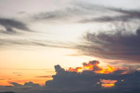 Dramatic Sunset Sky with Colorful Clouds 스톡 사진