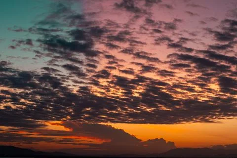 Dramatic Sunset Sky With Colorful Clouds Stock Photos