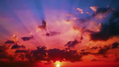 Dramatic sunset sky, colorful evening clouds, radiant dusk horizon Stock Footage 310280247