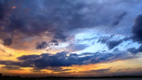 Dramatic Sunset Sky with Dark and Colorful Cloudscape Stock Footage 310921942
