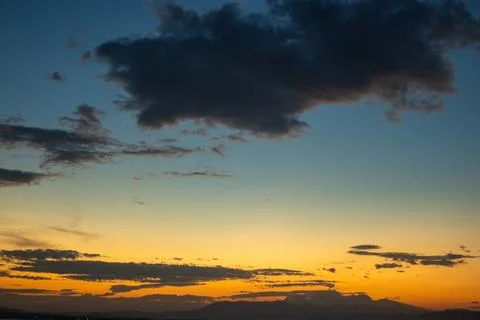 Dramatic Sunset Sky With Dark Clouds Stock Photos