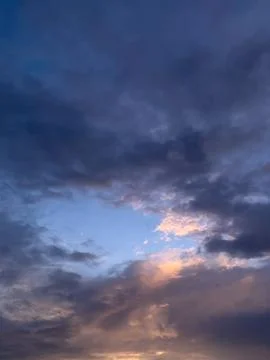 Dramatic Sunset Sky With Dark Clouds Stock Photos