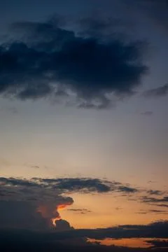 Dramatic Sunset Sky With Dark Clouds Stock Photos