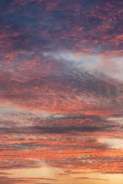 Dramatic Sunset Sky with Fiery Clouds Stock Photos