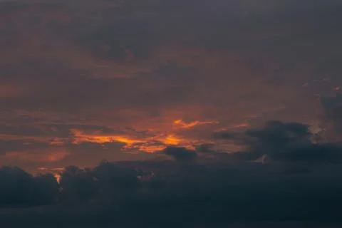 Dramatic Sunset Sky with Fiery Clouds Stock Photos